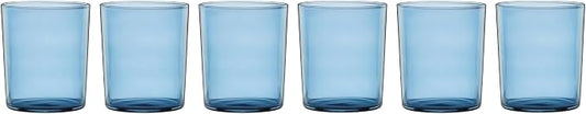 Oneida Stackables Tall Blue Glass Tumblers, 14oz, Set of 6 | dishwasher safe | vibrant blue hue, stackable design | everyday glassware | 4 inch, .oz, gift for women by Oneida