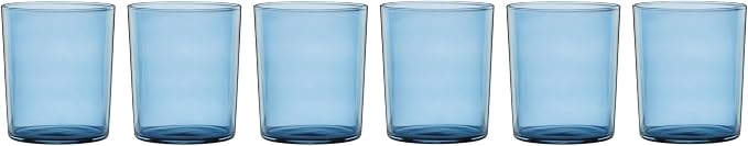 Oneida Stackables Blue Drinking Glasses, Set of 12 | glass, dishwasher safe | 6 short 8.5oz and 6 tall 14oz glasses | vibrant blue stackable design | 2.5 inch - Image 2