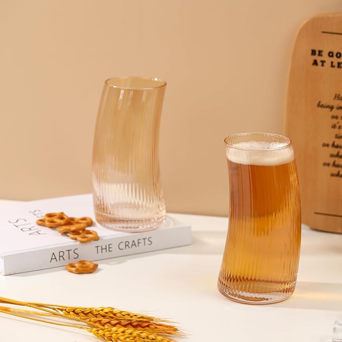 17.2oz Beer Glasses Set of 4, Large Beer Mugs for Freezer, Craft Pint Glasses, Unique Pub Hand Blown Drinking Glasses for IPA, Pilsner,Gifts for Christmas - Image 4