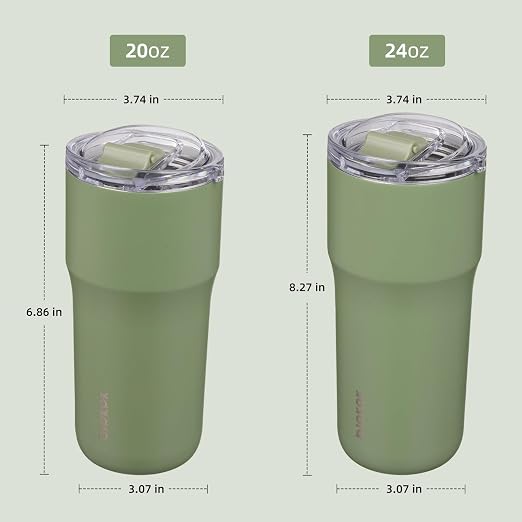 BJPKPK 24 oz Coffee Tumbler, Insulated Stainless Steel Travel Cup | Double Wall Vacuum, Leak Proof Lid, Keeps Hot/Cold/Iced, BPA Free, Dishwasher Safe, Cupholder, Forest Green - Image 5