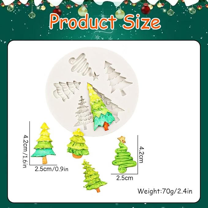 1 Pcs Christmas Tree Silicone Molds Cake Pans Cookie Trays Handmade Soap 5-Cavities Making Molds for Chocolate Pudding Jelly Muffin Cups Kitchen Baking Candy Decoration