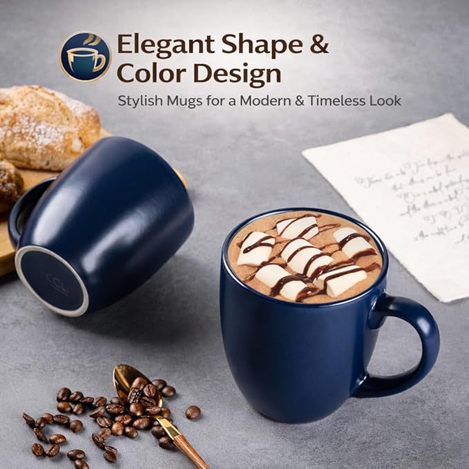 GBhome 12 oz Coffee Mug Set of 6, Large Ceramic Coffee Mugs for Men Women | Modern Stoneware Coffee Mugs Set with Handle for Tea/Latte/Cappuccino/Milk/Cocoa, Dishwasher & Microwave Safe - Image 4