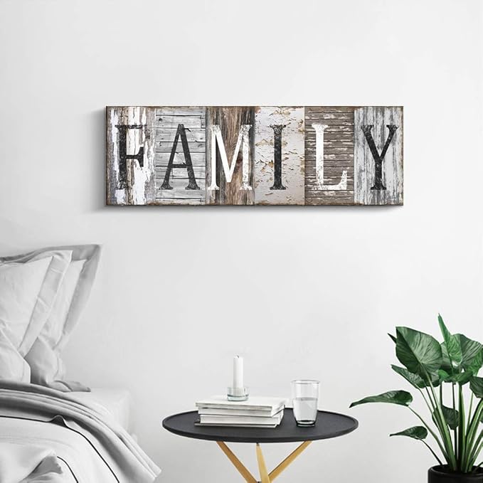 Pinetree Art Quotes Wall Art Decor, Family Decorative Signs Inspirational Motto Canvas Prints (With Solid Wood Inner Frame) (Family, 6 x 17 inch) - Image 3