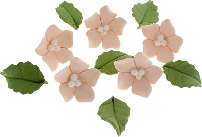 Global Sugar Art 24-Count Mini Peach Edible Flowers Cake Decorations | Mini orange edible flowers, mini edible flowers cake decorations, orange edible flowers, edible blossoms, peach leaves by GlobalSugarArt