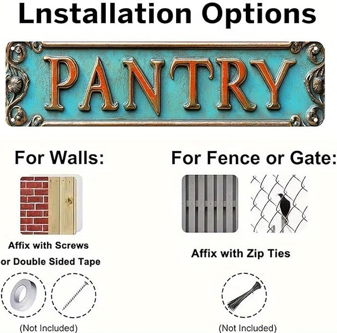 Kexle Vintage Metal Wall Decor Sign "PANTRY" 4 x 16 Inches, Retro Tin Sign for Home, Bar, Bathroom, Bedroom, Man Cave, Kitchen, Garage, Office - Image 5