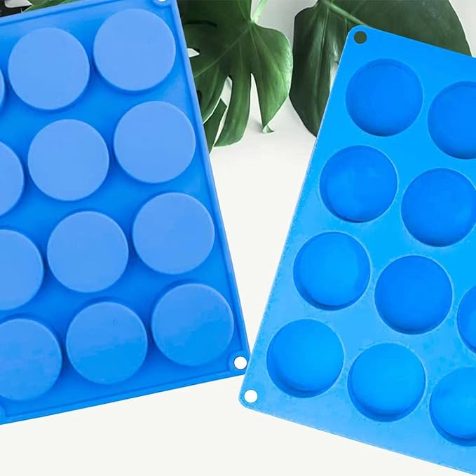 Chocolate Cookie Silicone Mold, 2 Pcs 12 Holes Round Molds, Cylinder Silicone Mold for Cookie, Dessert, Jelly, Pudding, Candy, Cake, Biscuit