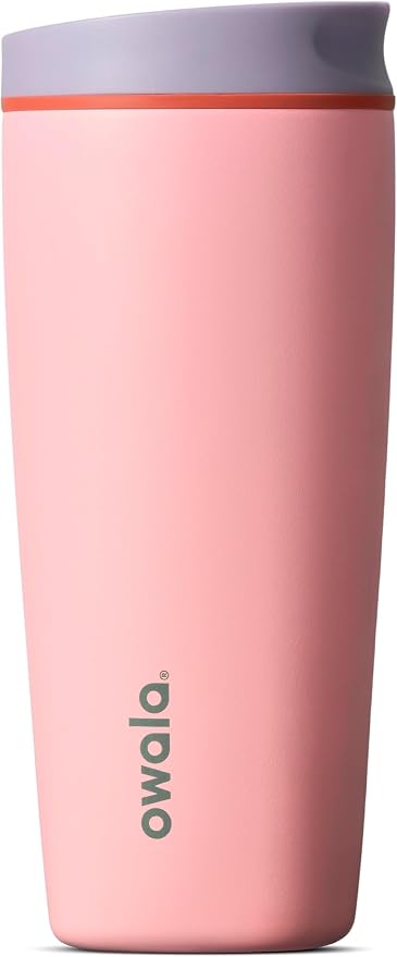 Owala SmoothSip Slider Insulated Stainless Steel Coffee Tumbler, Reusable Iced Coffee Cup, Hot Coffee Travel Mug, BPA Free 20 oz, Sugar High by Unknown