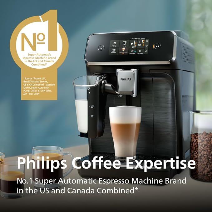 Philips 3300 Series Fully Automatic Espresso Machine with LatteGo Milk System and integrated grinder, 6 Hot & Iced Coffee Pre-Sets, 40% Quieter SilentBrew, 15-Bar Pressure, Glossy Black (EP3341/50) - Image 7