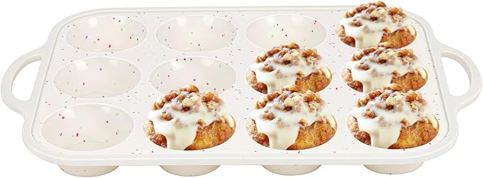 Silicone Muffin Pan with Metal Reinforced Frame - Muffin Pan for Homemade Muffins, Cupcakes, Muffin Cakes, and Bread, Oven and Dishwasher Safe (Standard+Jumbo) by Fimary