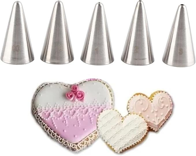 5 Pcs Piping Tips Set, Stainless Steel Cake Decorating Supplies Kit for Baking Cupcakes Cookies Cake Decorating