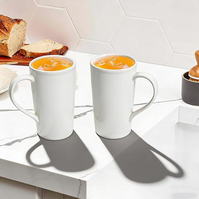 20oz Ceramic Coffee Mugs Set of 2, Large White Coffee Cups with Handle, Microwave and Dishwasher Safe, 20 Ounce Stoneware Tea Mugs for Home and Office, Gift for Coffee Lovers - Image 2