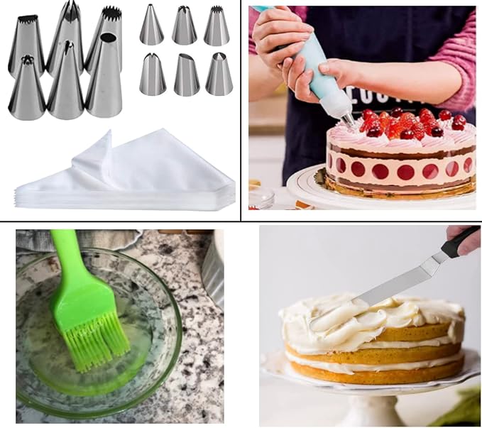 Cake Square Pan Sets for Baking + Cake Decorating Supplies: 4 Non-Stick Springform Pans Set (8.5,9.5, 10, 11 inches), Icing Tips, Cake Leveler – Multi-functional Leak-Proof CheeseCake Pan & eBook - Image 4