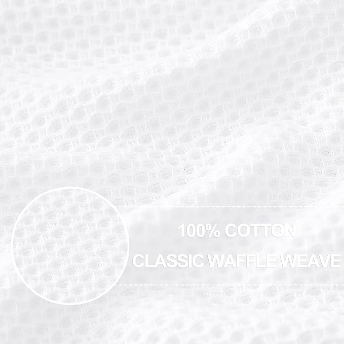 Homaxy 100% Cotton Waffle Weave Kitchen Dish Cloths 6-Pack, White | 12 x 12 Inches, Ultra Soft Absorbent Dish Towels, Quick Drying Dish Rags with Hanging Loop - Image 2