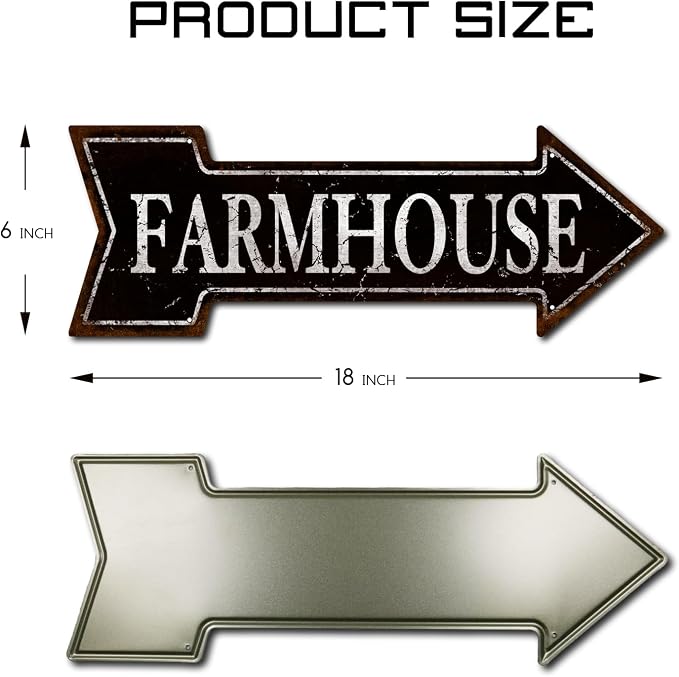 Mukuko Farmhouse Wall Decor - Farmhouse Sign 6" x 18" - Arrow Tin Metal Sign Wall Decor for Living Room, Home Sign Wall Decor, Country Decor for Home, Signs for Home Wall Decor - Image 2