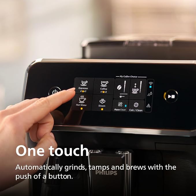 Philips 2200 Series Fully Automatic Espresso Machine, Classic Milk Frother, 2 Coffee Varieties, Intuitive Touch Display, 100% Ceramic Grinder, AquaClean Filter, Aroma Seal, Black (EP2220/14) - Image 3