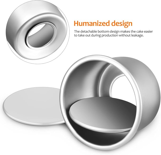 2Inch Cake Pan Set of 4, Nonstick Stainless Steel Smash Cake Pans, Round Mini Cake Pans Tin Small Size for Baking Muffin Fondant Cheesecake Mold Healthy Dishwasher Safe - Image 3