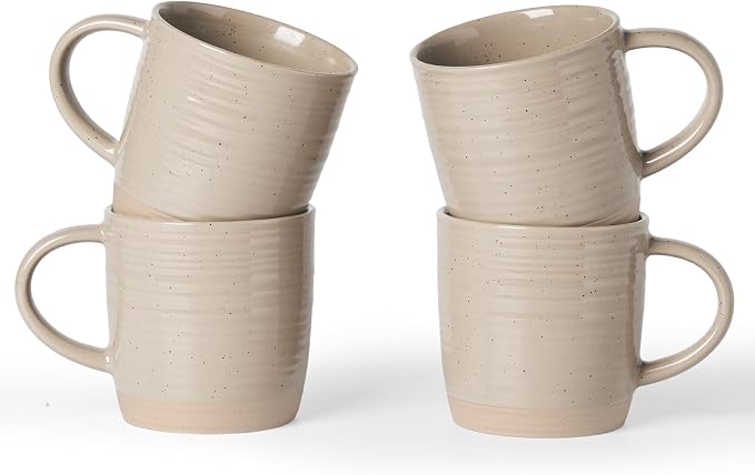 famiware Coffee Mugs Set of 4, 13 oz Mug Set, Ceramic Cup Set with Handle for Coffee, Tea, Cocoa, Milk, Constellation Series, Cinnamon Brown by Famiware