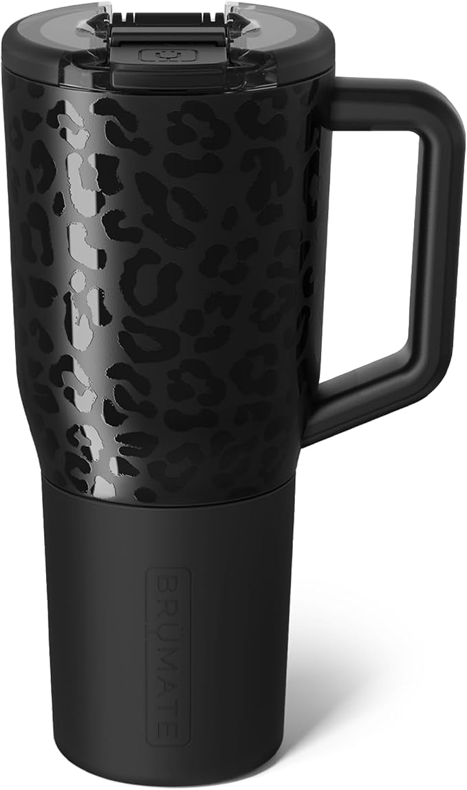 BrüMate Müv - 35oz 100% Leak Proof Insulated Coffee Mug with Handle & Lid - Stainless Steel Coffee Travel Mug - Double Walled Coffee Cup (Onyx Leopard) by Br%C3%BCMate