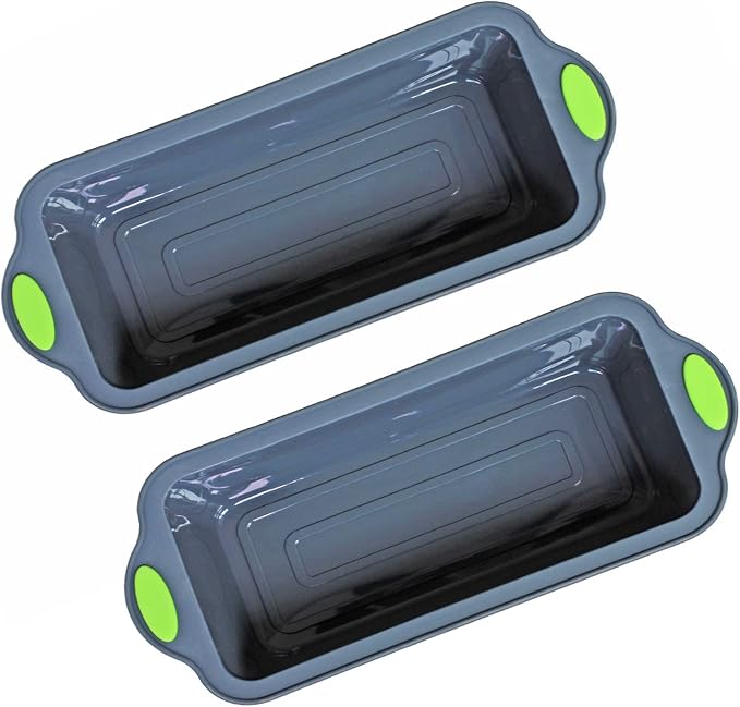 Nonstick Silicone Bread and Loaf Pan Set of 2, Metal Reinforced Non-deformable Silicone Toast Pans for Baking by MEGROCLE