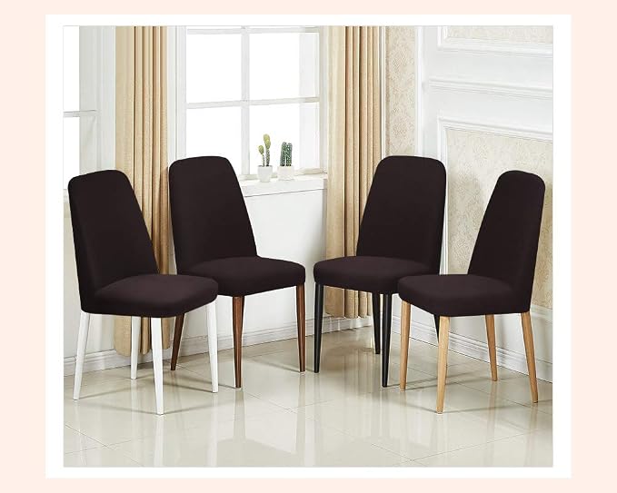 Fuloon 4 Pack Super Fit Stretch Removable Washable Short Dining Chair Protector Cover Seat Slipcover for Hotel, Dining Room, Ceremony, Banquet Wedding Party | Solid Chocolate, Set of 4, Super Fit, Stretch, Removable, Washable, Suits for Hotel, Dining R... - Image 6