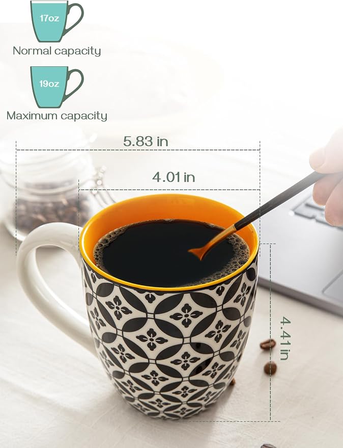 DOWAN Coffee Mugs Set of 6, 16 oz Large Porcelain Mug, Ceramic Tea Cups with Handle for Men Women, Mug Gift Set, Housewarming Wedding Gift - Image 3