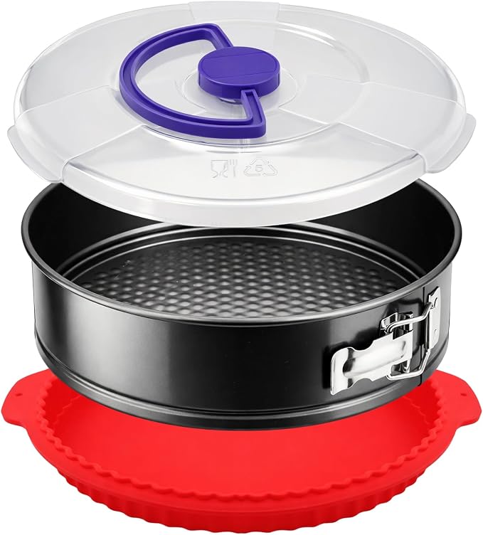 9 Inch Springform Cheesecake Pan with Lid and Protector Leakproof Spring Form Pan for Nonstick Cheesecake Travel Friendly Carbon Steel Bakeware for Pie Cake Pizza (9 inch) by Unknown