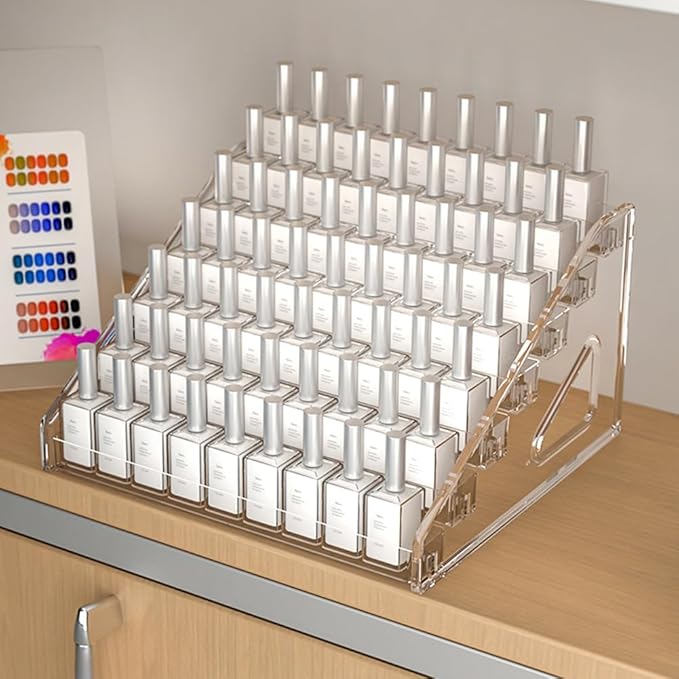Acrylic Paint Organizer with Paint Brush Holder, Nail Polish Organizer, 7 Tiers Miniature Storage Bottle Rack for 2oz Tube, Alcohol Inks, Food Coloring, Essential Oil Storage Shelf