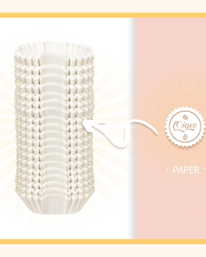 qiqee Square Cupcake Liners, 500 Count, White,Standard Size - Image 5