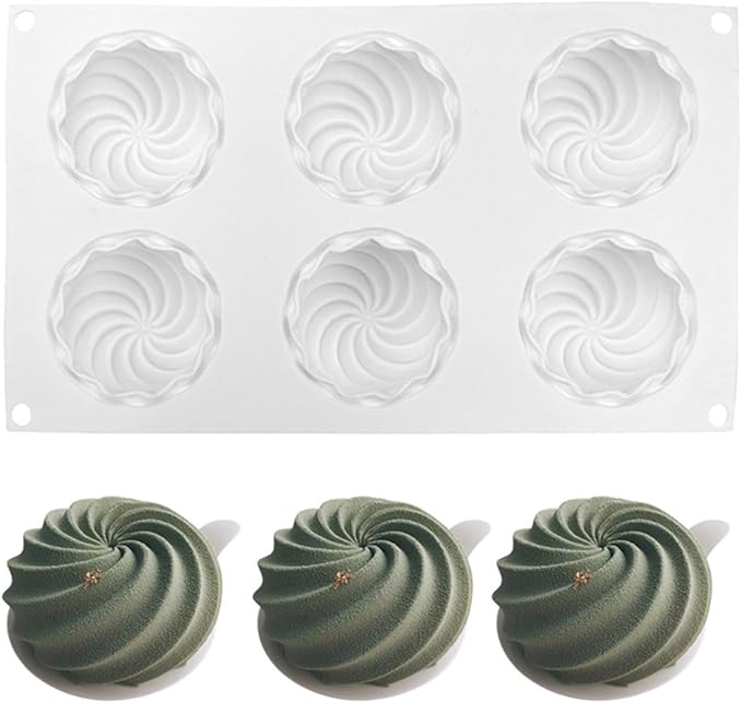 mostsom Spiral Shape Chocolate Candy Molds 6 Cavity Silicone Baking Mold Ice Cube Tray-Wedding,Festival,Parties and DIY Crafts (Spiral H1_11.8x7x1.4inch)