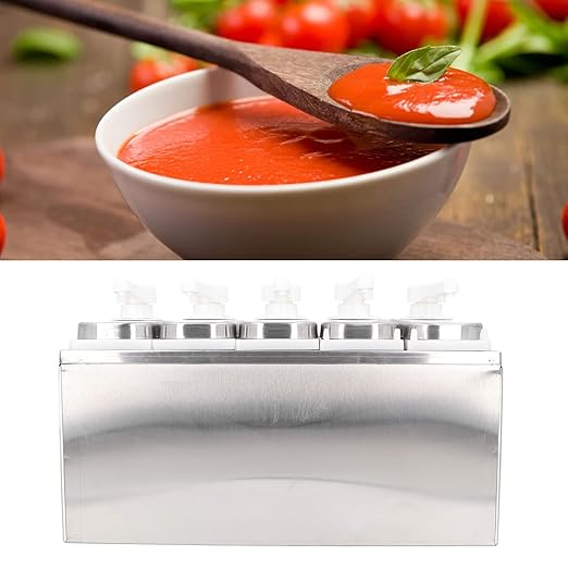 Condiment Pump Dispenser, 1L Single Jars Stainless Steel Sauce Dispenser Pump Ketchup Pump Dispenser Davinci Syrup Sauce Pump Container Salad Pump Container (5 Pumps)