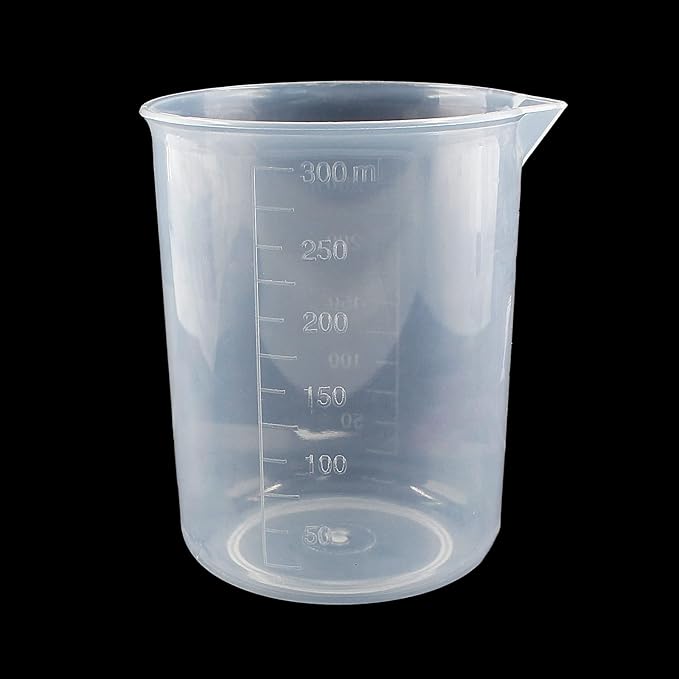 Waziaqoc 250ml-300ml Plastic Graduated Beaker (1 Pack), Transparent PP Measuring Cup Mixing Cup for Kitchen Lab