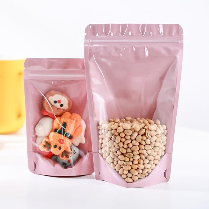 150 Pcs Mylar Bags for Food Storage, 6x9 Mylar Bag with Window Stand Up, Bulk Holographic Resealable Bags Smell Proof Bag Food Packaging for Small Business Freeze Dried Candy Jewelry Foil Packaging - Image 3