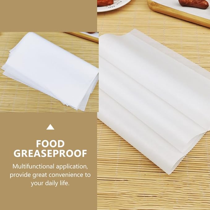 KOMBIUDA 500pcs Greaseproof Pizza Pads Non-stick Oil Absorbing Paper Sheets for Baking and Food Use, 8-inch Square White Parchment Paper for Pizza, Bread, and Snack Oil Resistance - Image 4