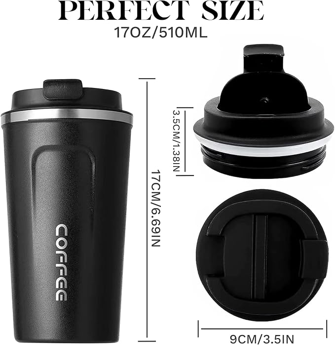 Insulated Travel Coffee Mug, Stainless Steel Coffee Cup with Leakproof Lid | Double-wall insulation keeps drinks hot or cold for hours, with a leakproof lid and portable stainless steel design - Image 4