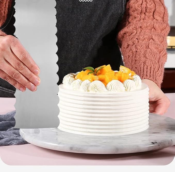 8.6 Inch Stainless Steel Cake Scraper Metal Scraper for Cake Smoother Leveler Scraper Cake Decorating Comb Cake Cutter for Mousse Butter Cream (Style 4)