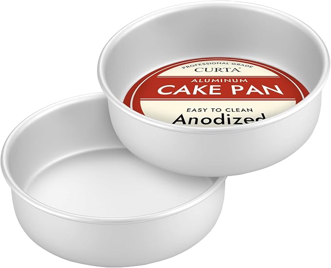 10 Inch Round Cake Pan, 10x3 inch 2 Set Anodized Aluminum Round Baking Pan, Small Cake Pan Non-Toxic & Heavy Duty, Deep Side, Easy Clean & Dishwasher Safe by CURTA