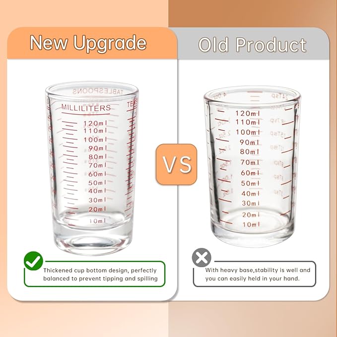 BCnmviku Measuring Cup Shot Glass 4 Ounce/120ML Liquid Heavy High Espresso Glass Cup Black Line (1, Red)