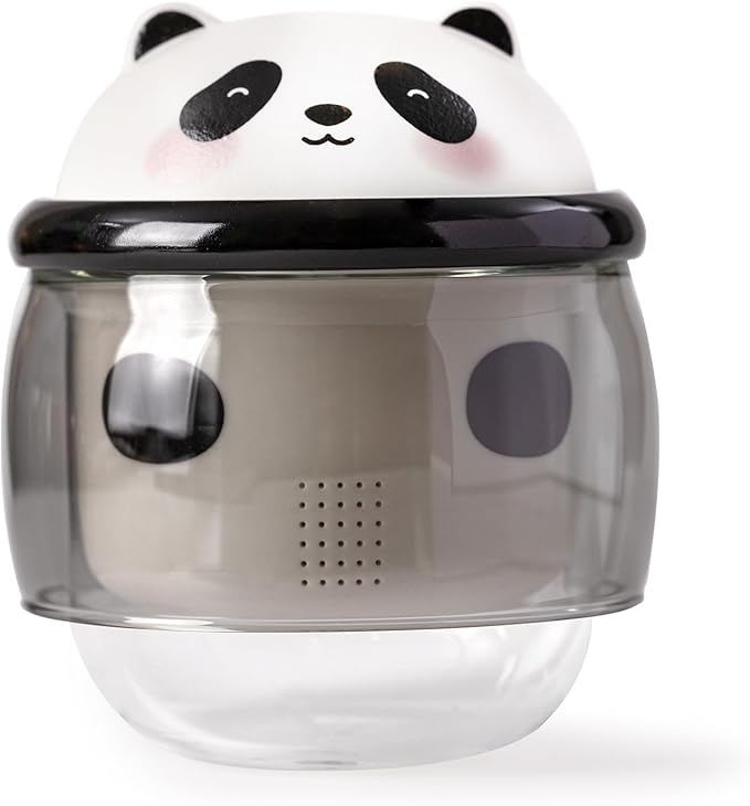 Tea Cup with Infuser and Lid 10oz - Panda Double-Wall Glass Mug with Ceramic Components, Cute Animal Design Loose Leaf Tea Gift for Birthday & Anniversary