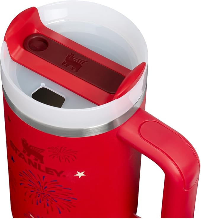 STANLEY Quencher H2.0 Flow State Tumbler, 30 oz, Chili Red Fireworks | Handle and Straw | 3-Position Lid | Cup Holder Compatible for Travel | Insulated Stainless Steel Cup | BPA-Free - Image 2