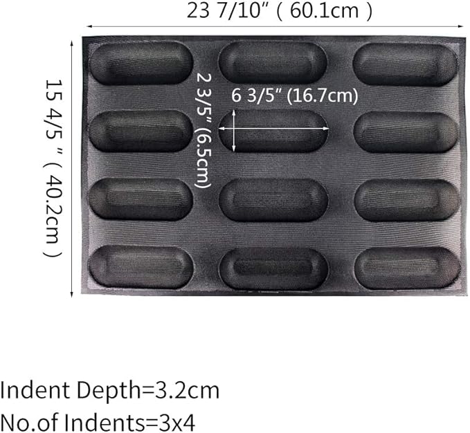 Hot Dog Molds Non Stick Bread Loaf Molds Baguette Pan Food Grade Silicone Bread Baking Mold 12 Loaf 40 x 60 for making Bread