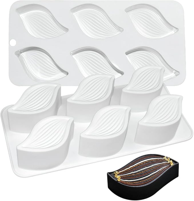 mostsom 3D Silicone Mousse Mold Wave Leaf Shape Mould for Baking Premium Nonstick Chocolate, Cake, Candy, Brownie, French Dessert, Pastry, Ice Cream Molds (A_ Wave Leaf)