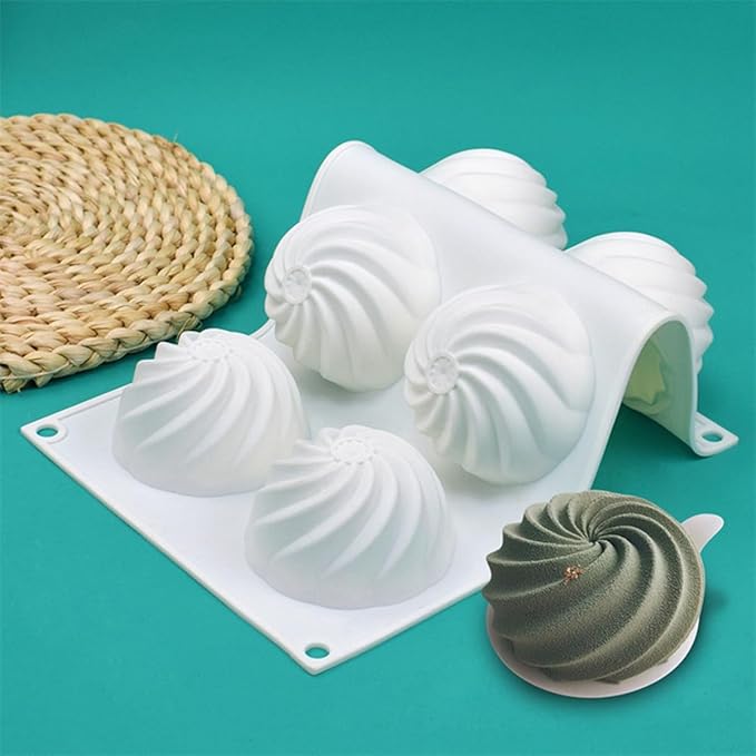 mostsom Spiral Shape Chocolate Candy Molds 6 Cavity Silicone Baking Mold Ice Cube Tray-Wedding,Festival,Parties and DIY Crafts (Spiral H1_11.8x7x1.4inch)