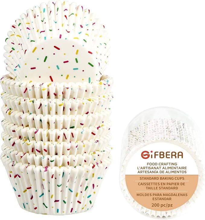 Candy White Cupcake Liners - Gifbera Standard Baking Cups Odorless Greaseproof Paper Muffin Wrappers, Pack of 200 by Gifbera