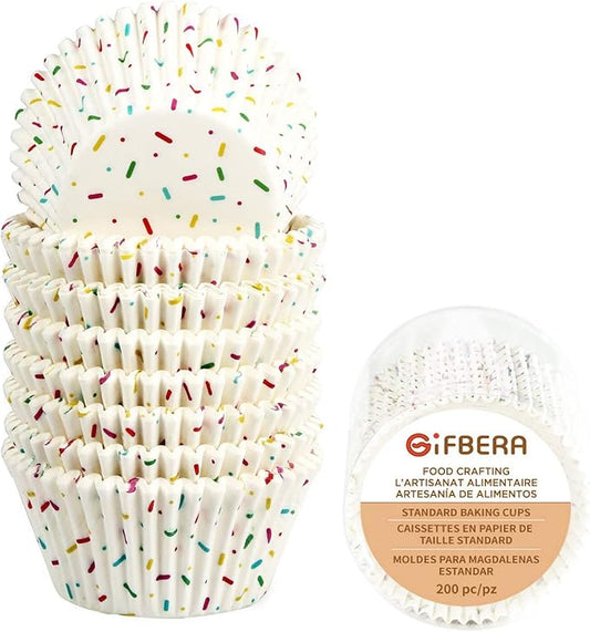 Candy White Cupcake Liners - Gifbera Standard Baking Cups Odorless Greaseproof Paper Muffin Wrappers, Pack of 200 by Gifbera