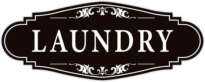 Laundry Room Door Sign for Business and Home，Self-adhesive Waterproof Cute Laundry Room Door Sticker Decals for House, Apartment, Hotel Laundromat Decor（Black） by LUHIMO
