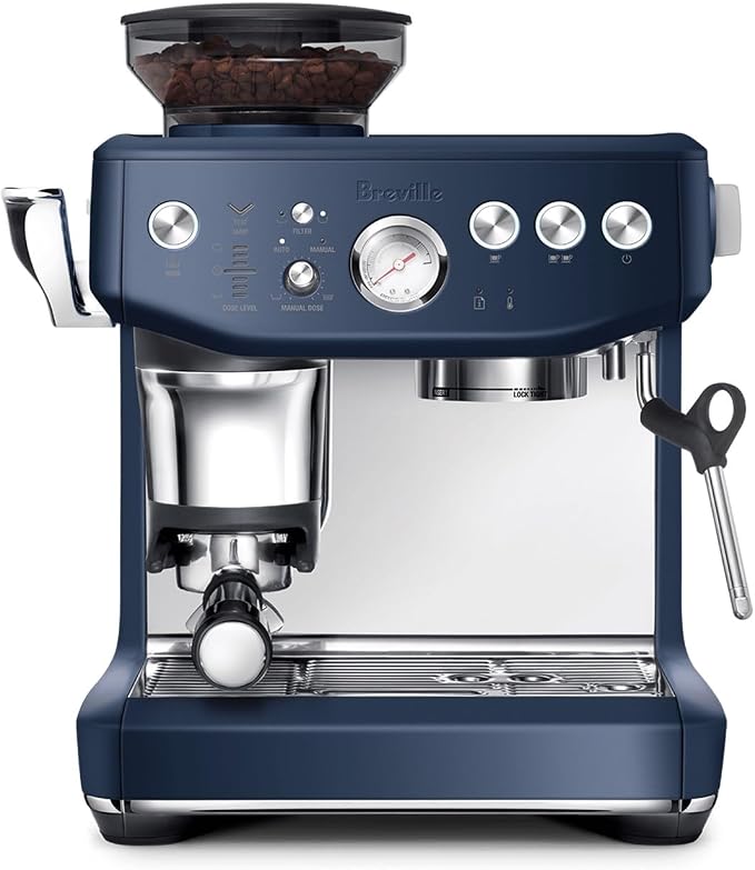 Breville BES876DBL Barista Express Impress, Damson Blue | Craft café-quality lattes and cappuccinos at home with this semi-automatic espresso machine with built-in grinder by Unknown
