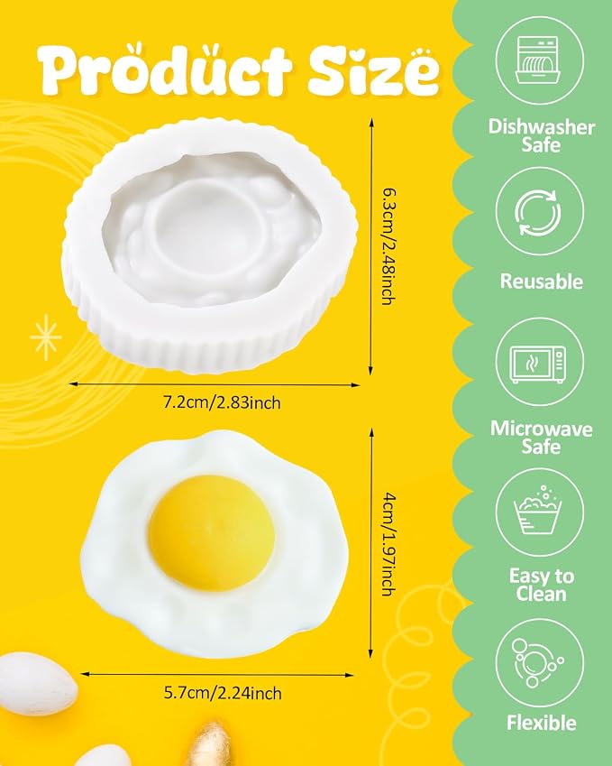 Fried Egg Silicone Mold, 3D Food Silicone Mold, Simulation Egg Chocolate Mold, Artificial Food Molds for Cake Topper, Cupcake Decorating Tools - Image 3