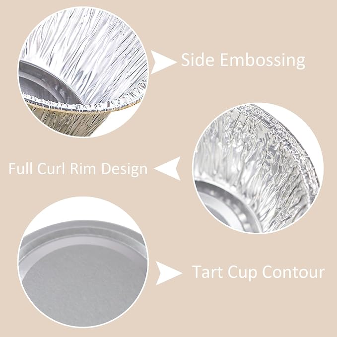 150 Pcs Aluminum Foil Baking Cups 4 Oz, SUPPHOUS Disposable Ramekin Aluminum Cupcake liners, Silver Foil Baking Cups Muffin Liners for Cupcake, Baking, Egg Tart, Pudding, Creme Brulee - Image 4