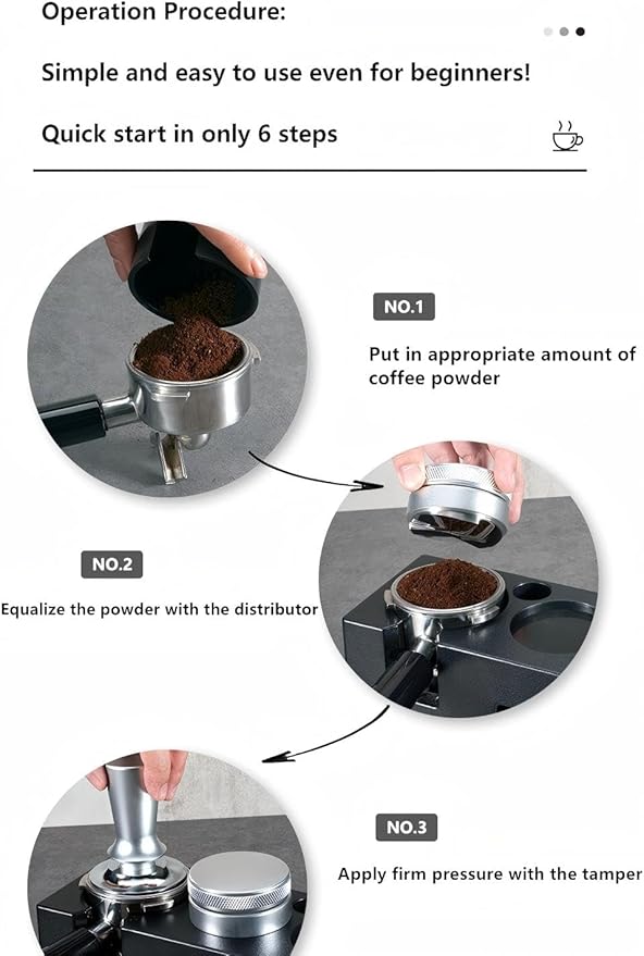 Coffee Tamper Station Set, 3-in-1 with 53mm Tamping Stand, Espresso Tamper and Coffee Distributor, Black