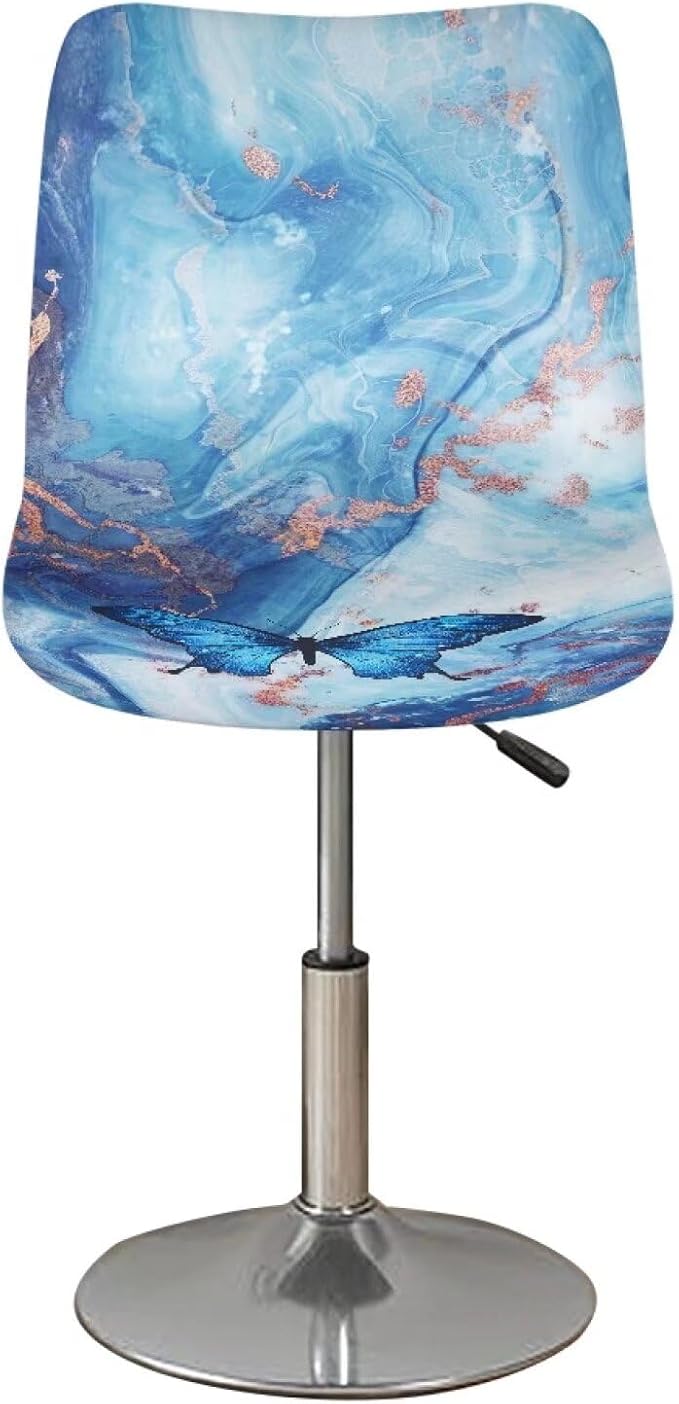 Blue Marble Bar Stool Seat Covers, Set of 2 Barstool Slipcovers Counter Stool Chair Covers Dustproof Seat Protector Bar Seat Cover Washable Stool Covers - Image 2